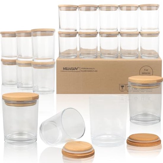 MILIVIXAY 12 Pack 7oz Frosted Glass Candle Potten met Deksels en