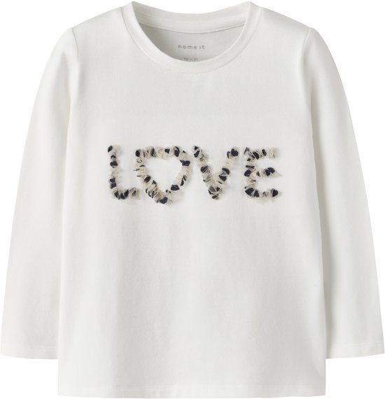Wit Name It T-shirt met lange mouwen en "LOVE"-print van ruches met dierenprint.