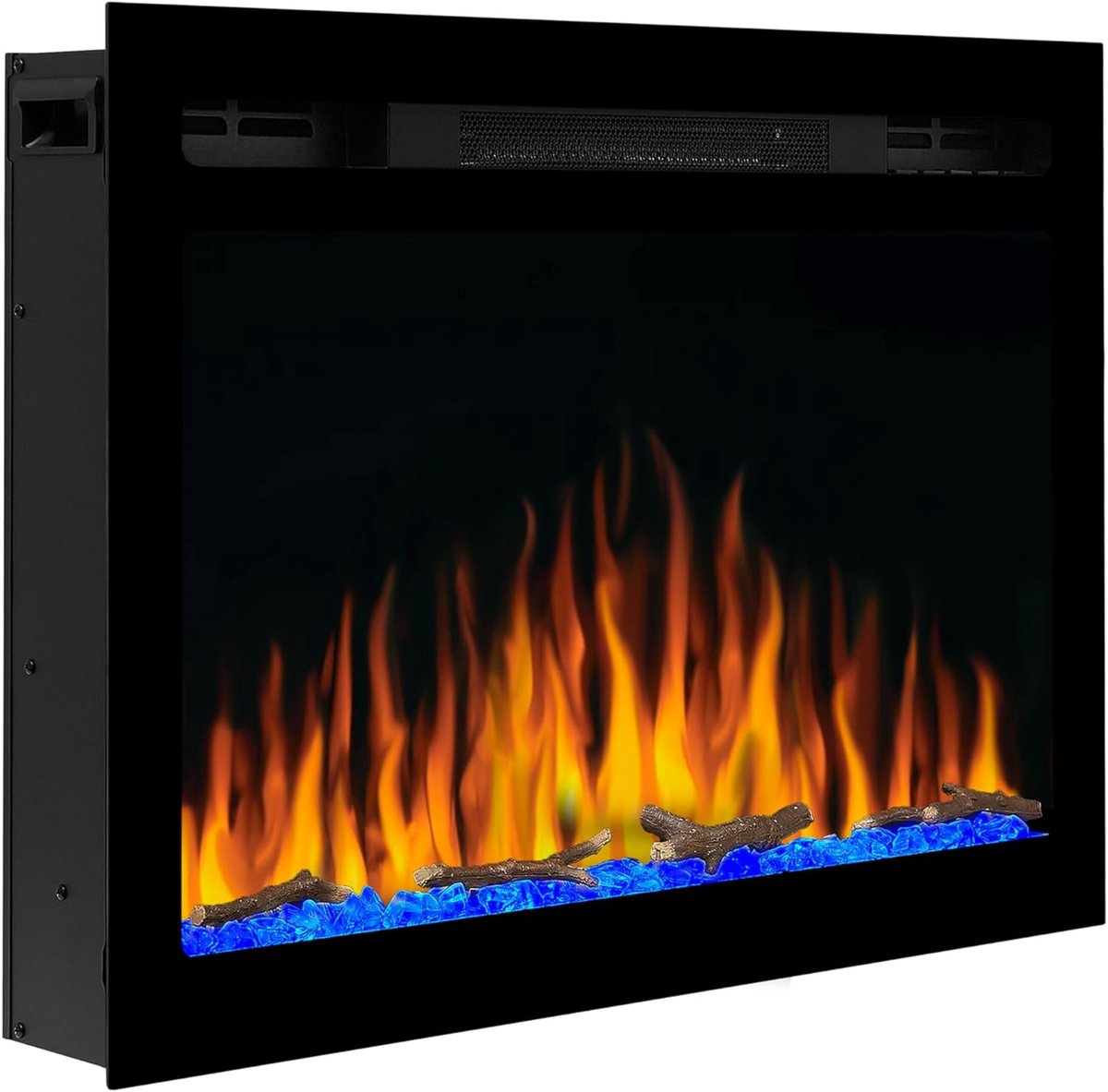 Elektrische Open Haard Ganeey LumaFlame AF27 – Inbouw & Wandmontage – 3D Vlameffect met Knettergeluid – Verwarming 900/1800W – Led Verlichting – Afstandsbediening – Timer – Thermostaat – Modern Design – Zwart