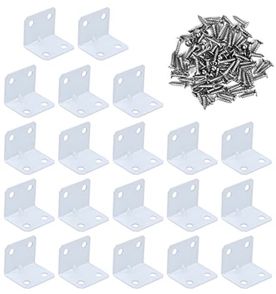 QINGYIWL 10 Stuks Hoekhoeken 90° – Metalen Hoekverbinders Met 50 Schroeven, Roestvrij Staal, Wit – Voor Meubels, Tafels, Stoelen, Bedden & Doe-het-zelf Projecten