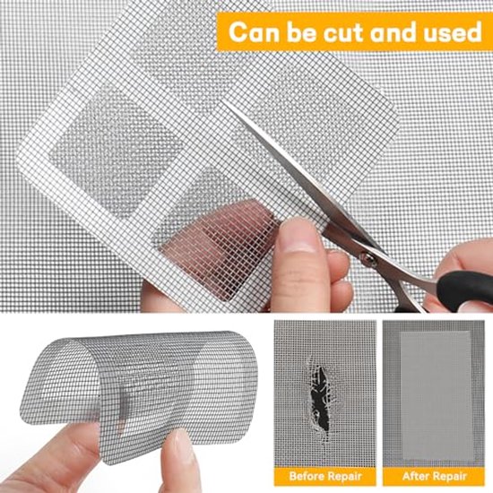 140 Stuks Vliegengaas Reparatietape voor Ramen - Zelfklevende Mosquito Net Kit — afbeelding 4