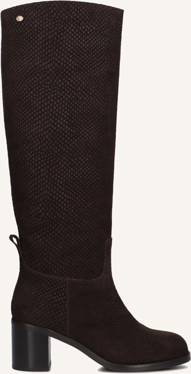 Fred de la Bretoniere Heeled High Boot Finy Hey Donker Brown Dames Laarzen