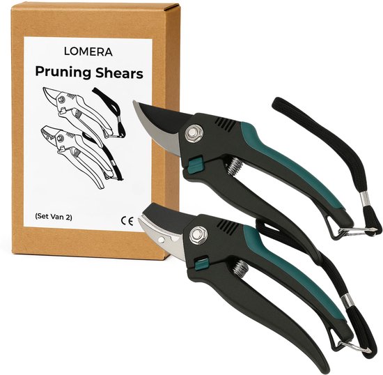 Lomera Set Van 2 - Roestvrij Staal - Antislip Grepen - Veilige Blokkering - Bloemenschaar - Groene Takken - Aambeeld Snoeischaar - Kleinere Takken - Polsband - Tuinschaar - Ergonomisch Ontwerp - Vlijmscherp - Precisiewerk - Tuinieren van Merkloos	 — afbeelding 4