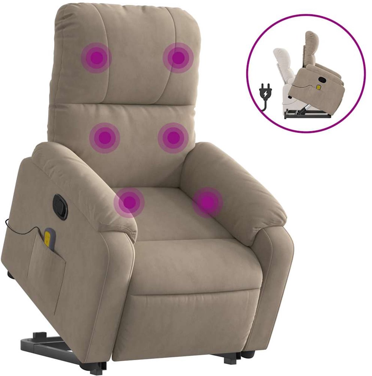vidaXL Sta-op-massagestoel - verstelbaar - microvezelstof - taupe