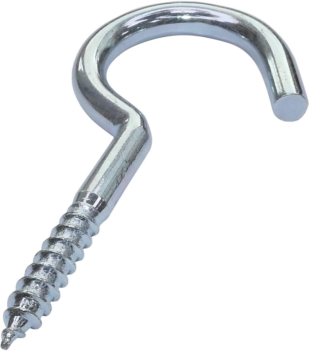 C47873 - Set van 10 stuks - Schroefhaken voor hout - Ã˜5.8x80 mm - Galvaniseerd staal - DIY - Lengte zonder haak 44 mm