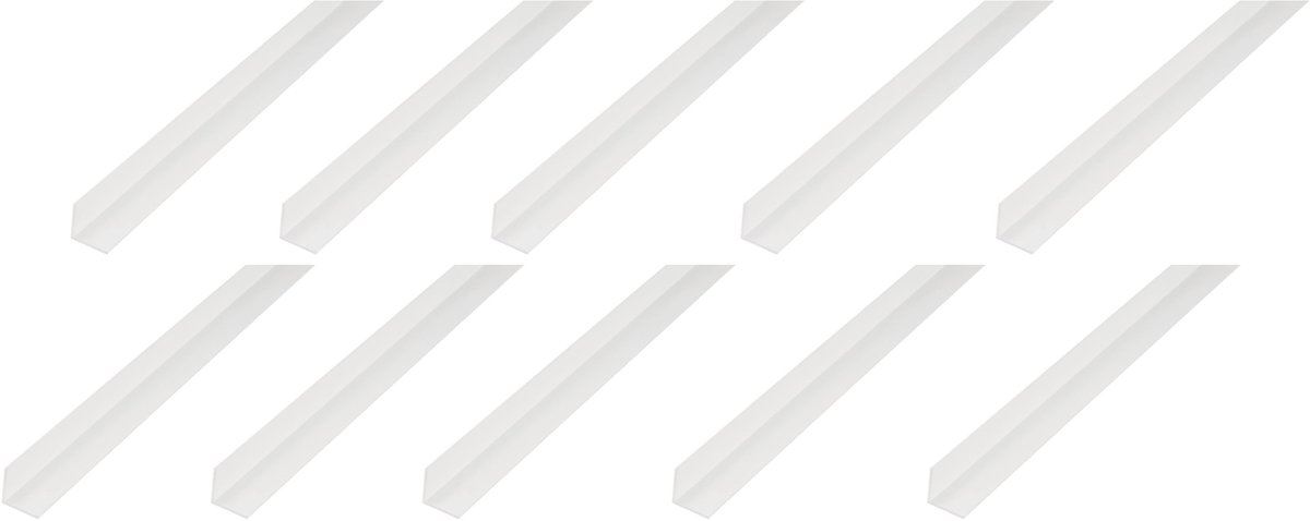 Alberts 10 x hoekprofiel, PVC, wit, 20 x 20 x 1,5 mm, lengte 1 m