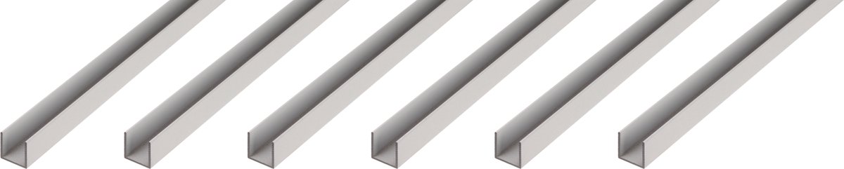 Alberts 6 x BA-Profil, U-Form, aluminium, naturel, 10 x 10 x 10 x 1 mm, lengte 1 m