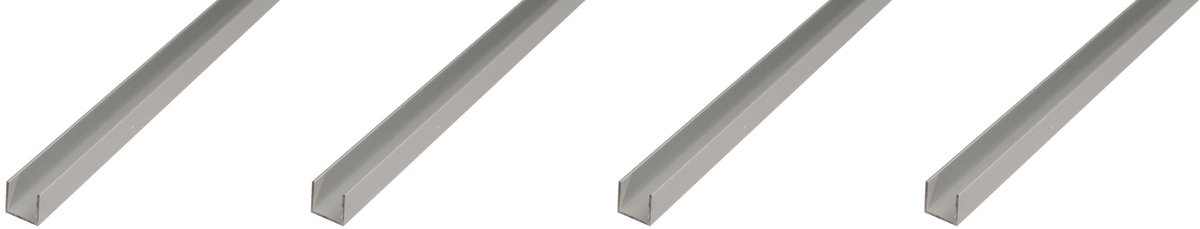 Alberts 4 x U-Profil, Aluminium, 15 x 15 x 15 x 1,5 mm, lengte 2 m, zilverkleurig geanodiseerd