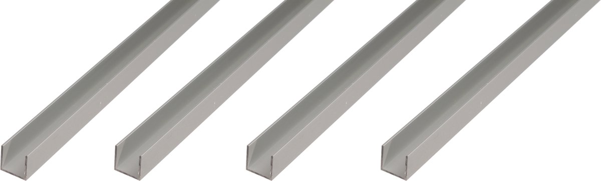 Alberts 4 x U-Profil, Aluminium, 8 x 15 x 8 x 1,5 mm, lengte 2 m, zilverkleurig geanodiseerd