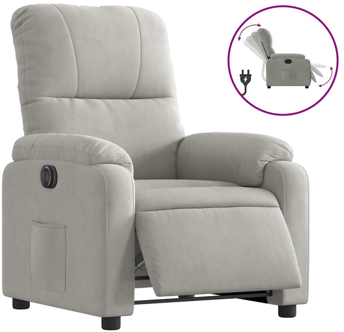 vidaXL Fauteuil - verstelbaar - elektrisch - microvezelstof - lichtgrijs