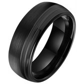 Wolfraam heren ring Tom Jaxon Groef Zwart Mat en Glans-18mm