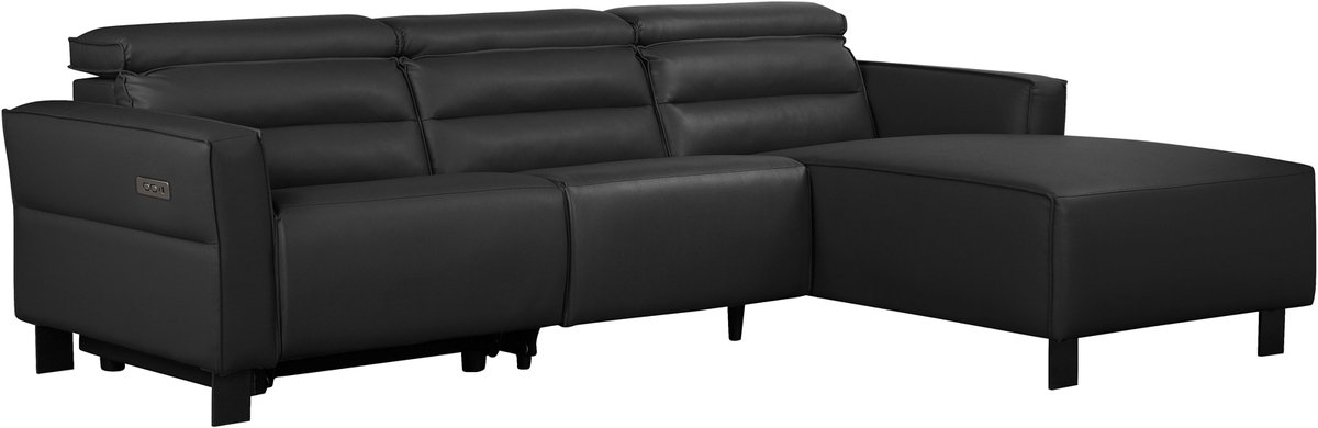 Notio Living Carpari-3Zitsbank - 1 Elec. Relax - Zwart PU