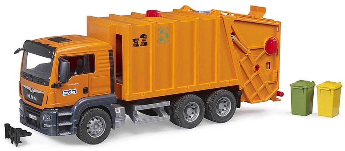 De MAN vuilniswagen 1:16 van Bruder