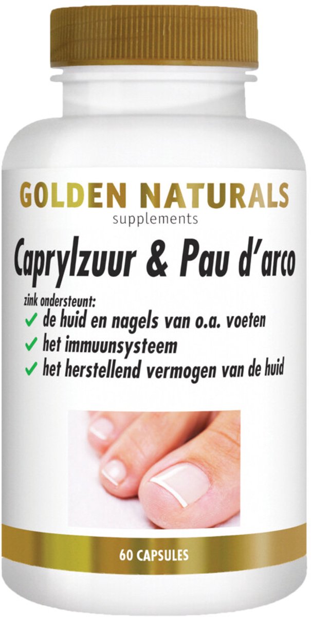 Golden Naturals - Caprylzuur & Pau d'arco - 2 x 60 vegacapsules - Voordeelverpakking