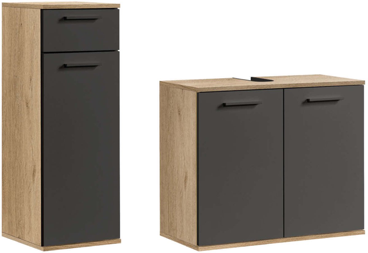 mokebo Badkamermeubelset 2-delig 'Der Steuermann' Meubels voor de badkamer van hout in Viking Eik
