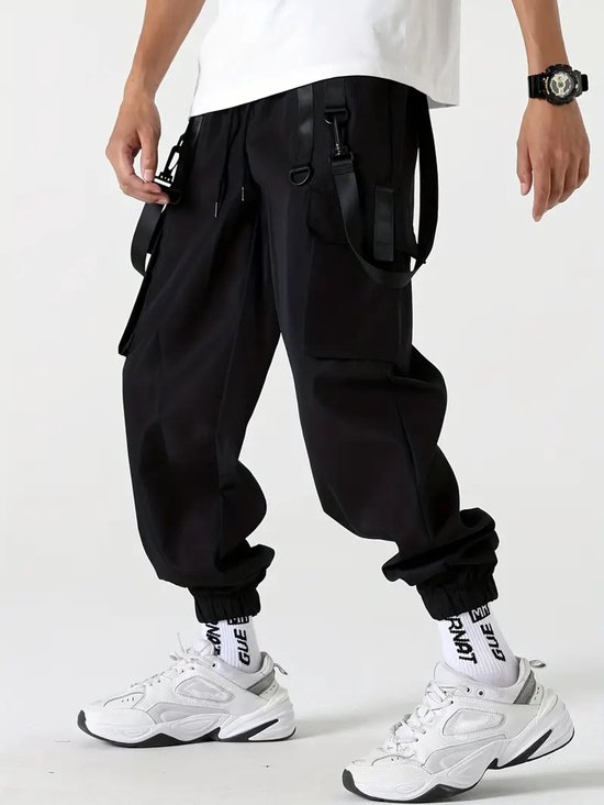 Hommes Joggers Streetwear hommes Hip Hop Goth pantalon de survêtement Techwear tactique noir tactique urbain Joggers pantalon-L