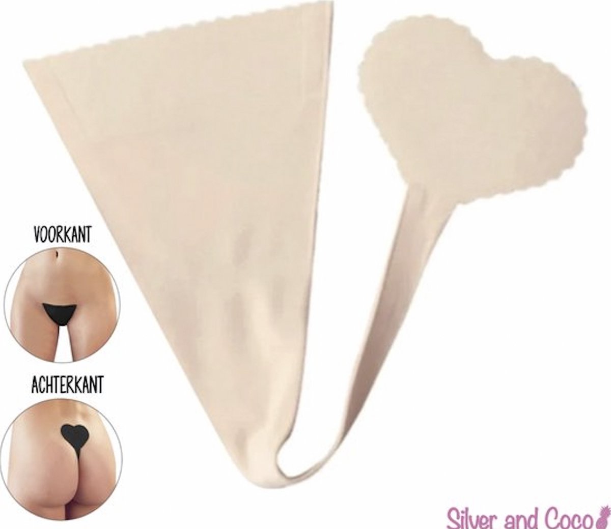 SilverAndCoco® - Plak String Naadloos / Seamless Onderbroek Dames / Zacht Brazilian Slipje / Naadloos Stretch Ondergoed Vrouw / Strings Dames Lingerie Broekje Slip - Nude / Beige Small S