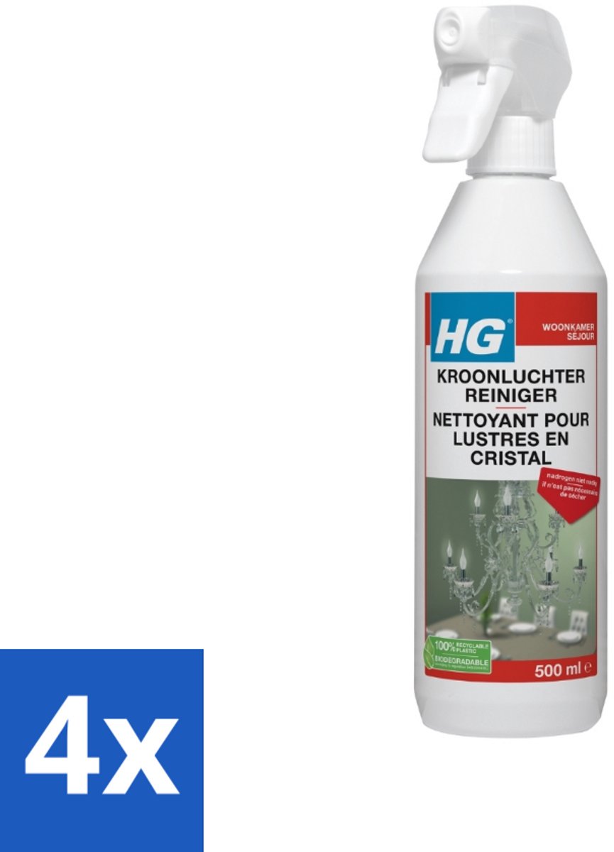 4 x HG Kroonluchtreiniger 500 ml - Kroonluchter Reiniger - Koper Reiniger - Messing Reiniger - Brons Reiniger - Schoonmaakmiddel
