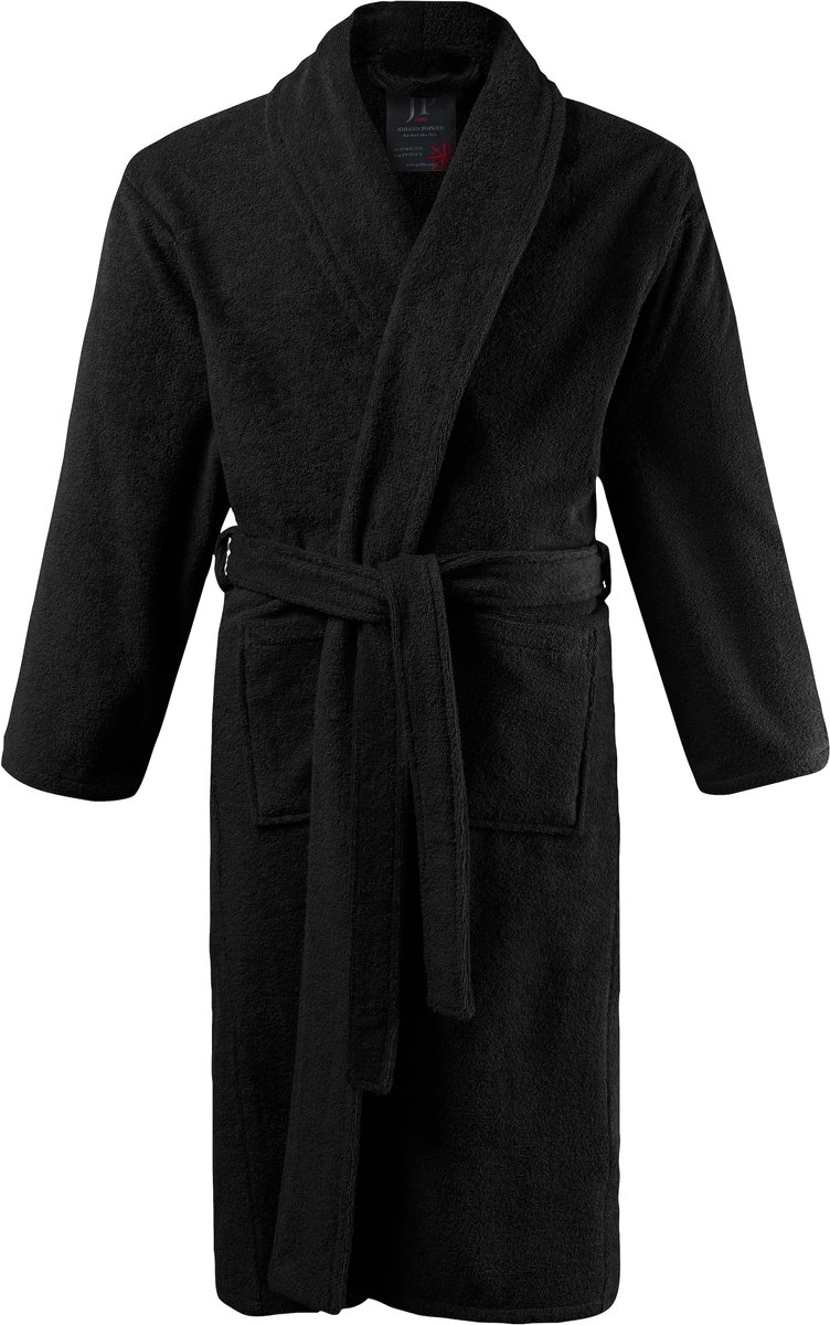 JP 1880 - Heren - Badjas thuispak sjaalkraag badstof - Zwart - Maat 4XL