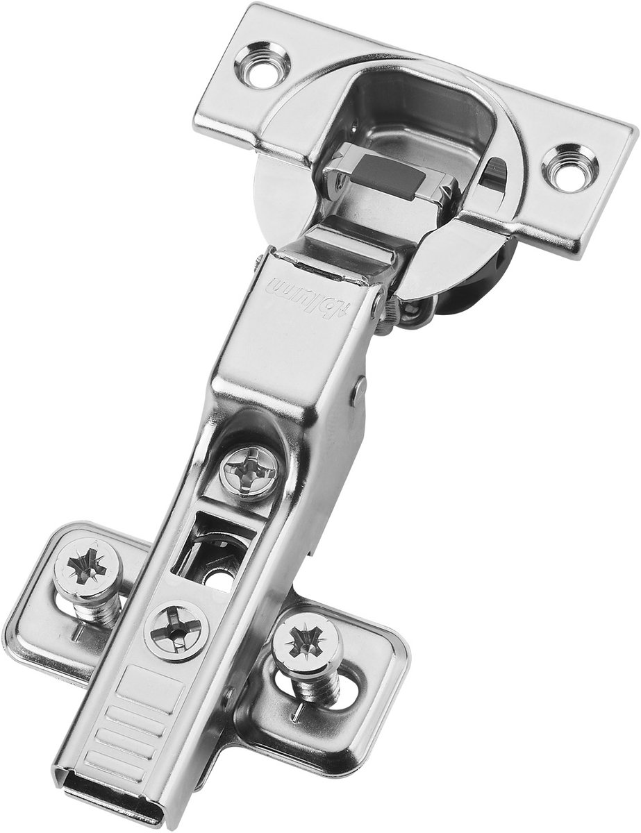 Set BLUM middenpotscharnier 71B3650 110° met automatische sluiting incl. montageplaat 173L8100 en systeemschroeven