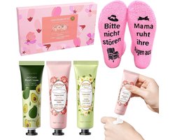 3-delige mini-handcrèmeset met sokken - Bedrukt: Moeder niet storen - Laat je ogen rusten - Kersthandcrème voor droge handen en voeten - Cadeaus voor moeders en vrouwen kerst