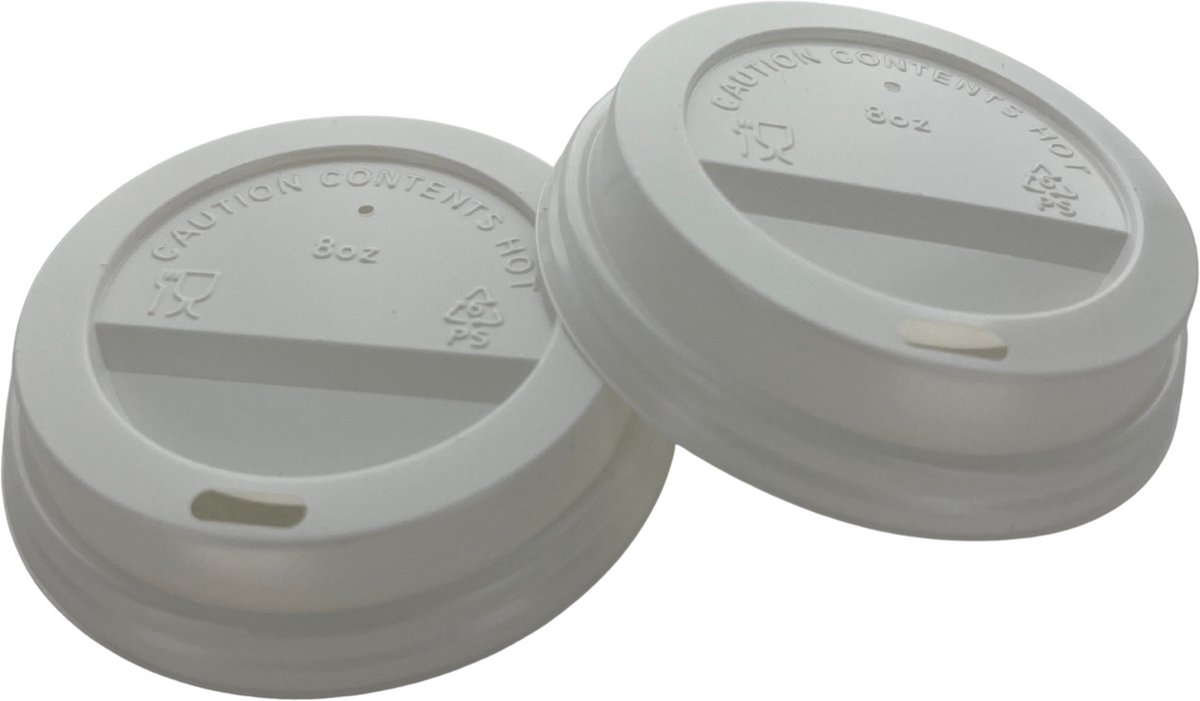 PS dome deksel - wit - voor koffiebeker to go 25cl - takeaway - met drinkopening - ø80mm