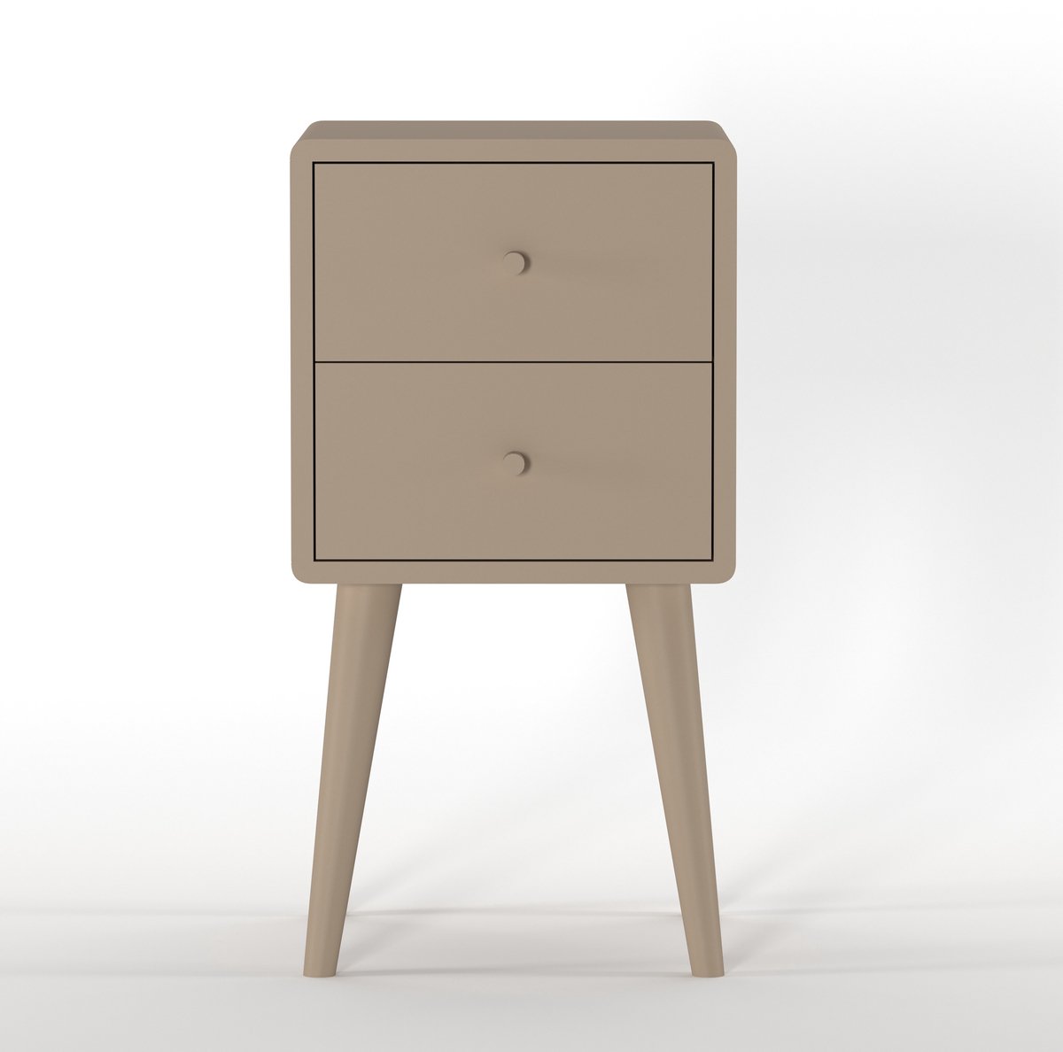 Nachtkastje Borba - Mangohout / MDF - Taupe - 30x57x30 cm (BxHxD) - 2 Lades
