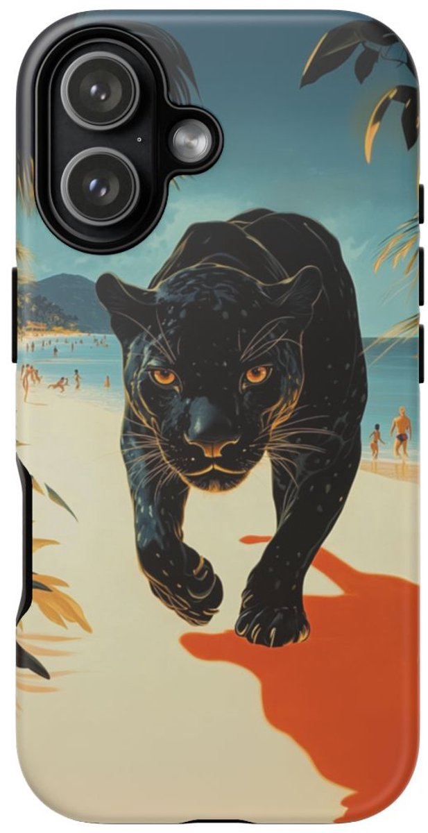 Zwarte Panter op Tropisch Strand – Telefoonhoesje Geschikt voor iPhone 17
