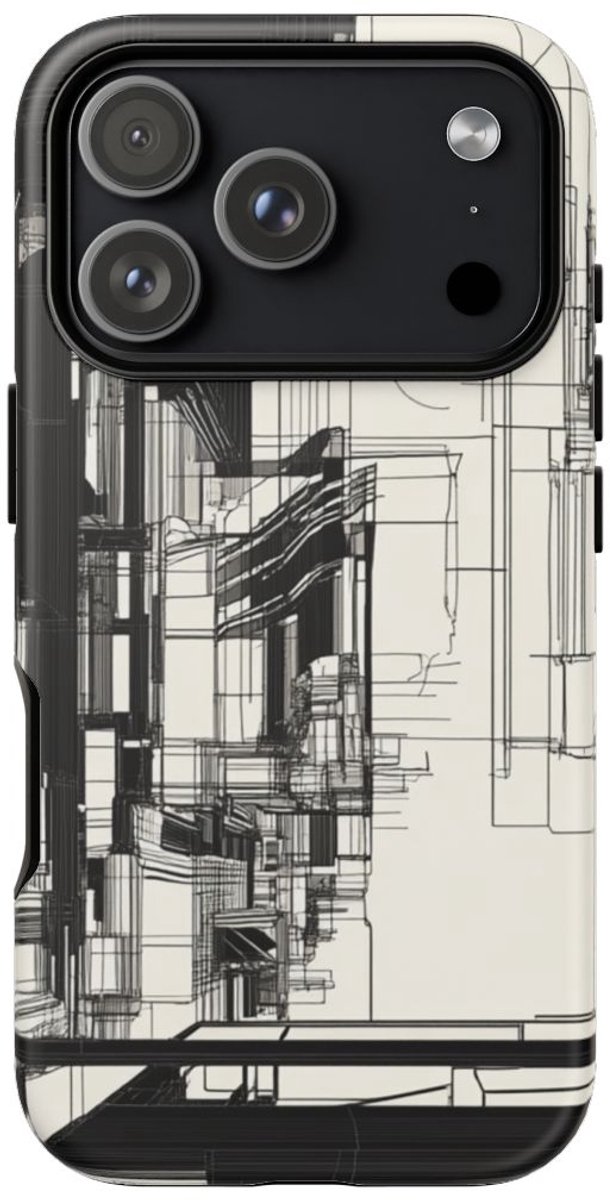 Abstracte Stedelijke Lijntekening – Telefoonhoesje Geschikt voor iPhone 17 Pro