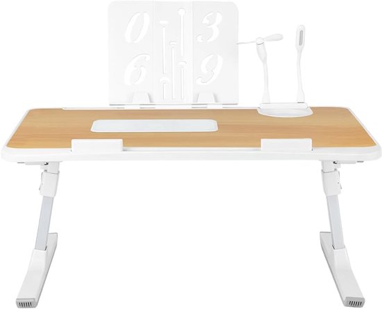Laptopbureau, USB-bedtafel, opvouwbaar dienblad met USB-oplaadpoort, handvat, desktopkaart/bekersleuf, zijlade, draagbare notebookstandaard om te eten, lezen, werken, kamperen