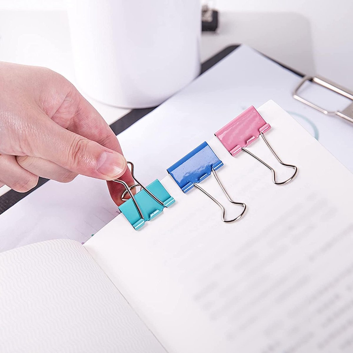Kleur vouwbare clips - 48 stuks - 25 mm metalen bindmiddel clips voor thuiskantoor - school dagelijkse behoeften - kleine opvouwbare clips - veelkleurig