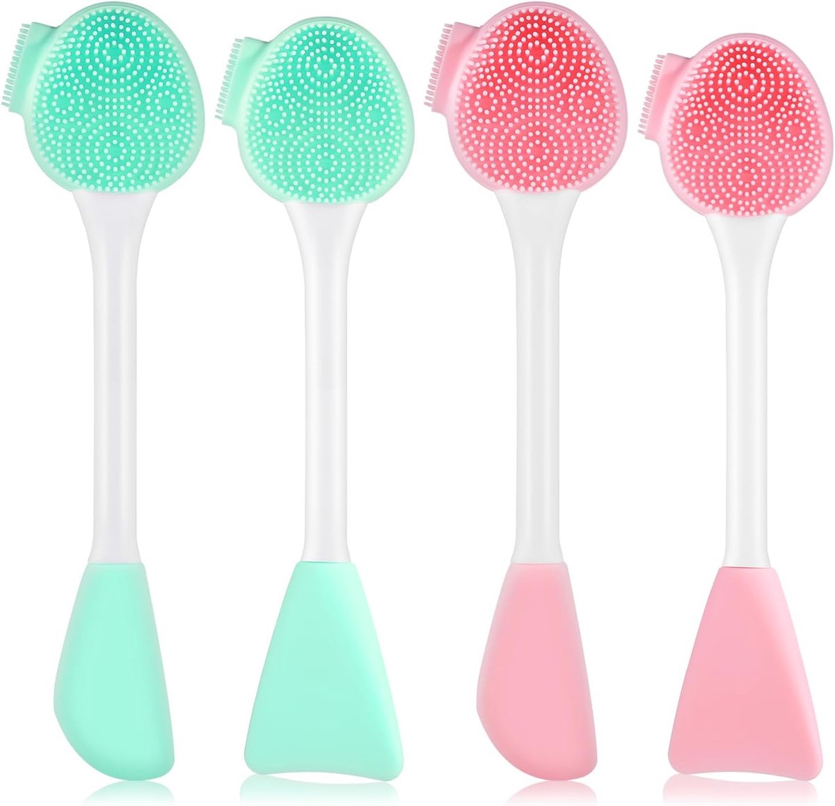 4 Stuks Siliconen Gezichtsborstel - Gezichtsmasker Borstel - Scrub Borstels - Lip Exfoliator Borstels - Gezichtsreiniging Borstels - 4 In 1 Gezichtsmasker Applicator Gereedschap voor Huidverzorging en Schoonheid