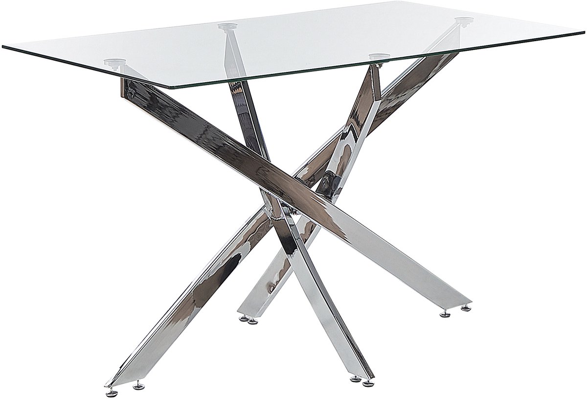 Beliani MARAMO - Eettafel - Zilver - 70 x 120 cm - Veiligheidsglas