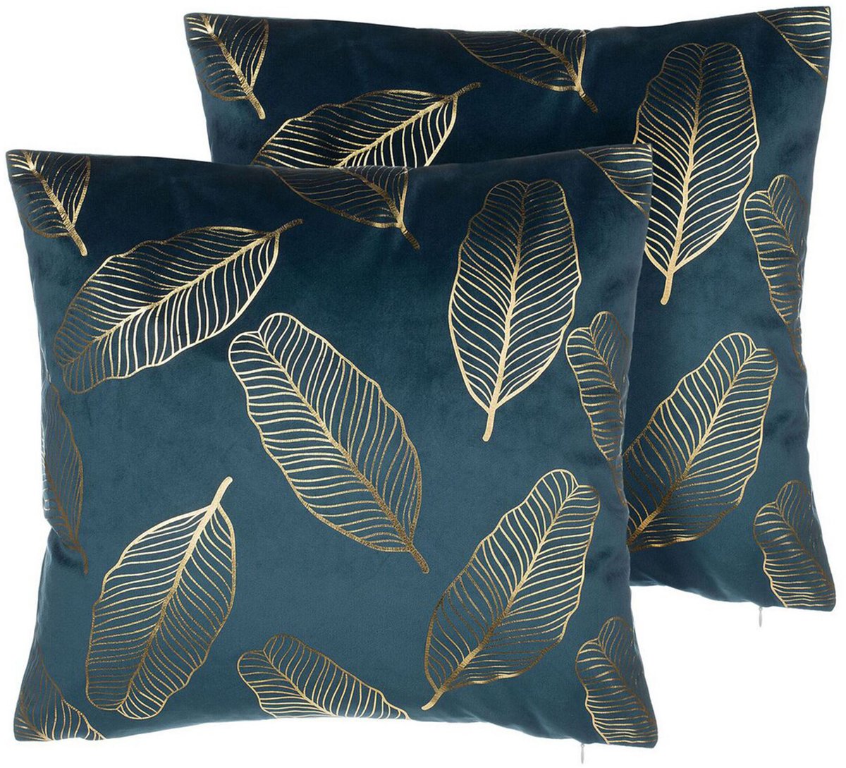 Beliani FREESIA - Sierkussen set van 2 - Blauwgroen - 45 x 45 cm - Fluweel