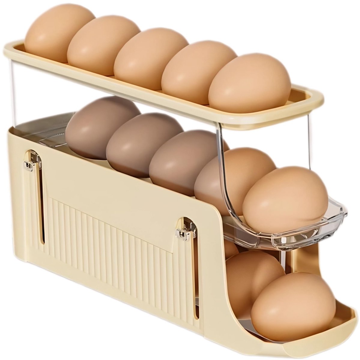 Ibenzoa® Ruimtebesparende eierhouder voor koelkast met automatische schuiffunctie
