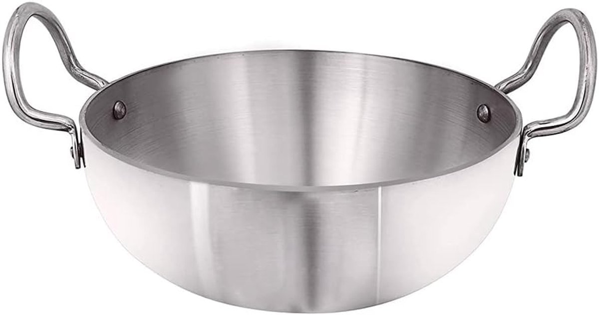 Aluminium Indiase Kadai - 12 Inch Kookpan met Handgrepen