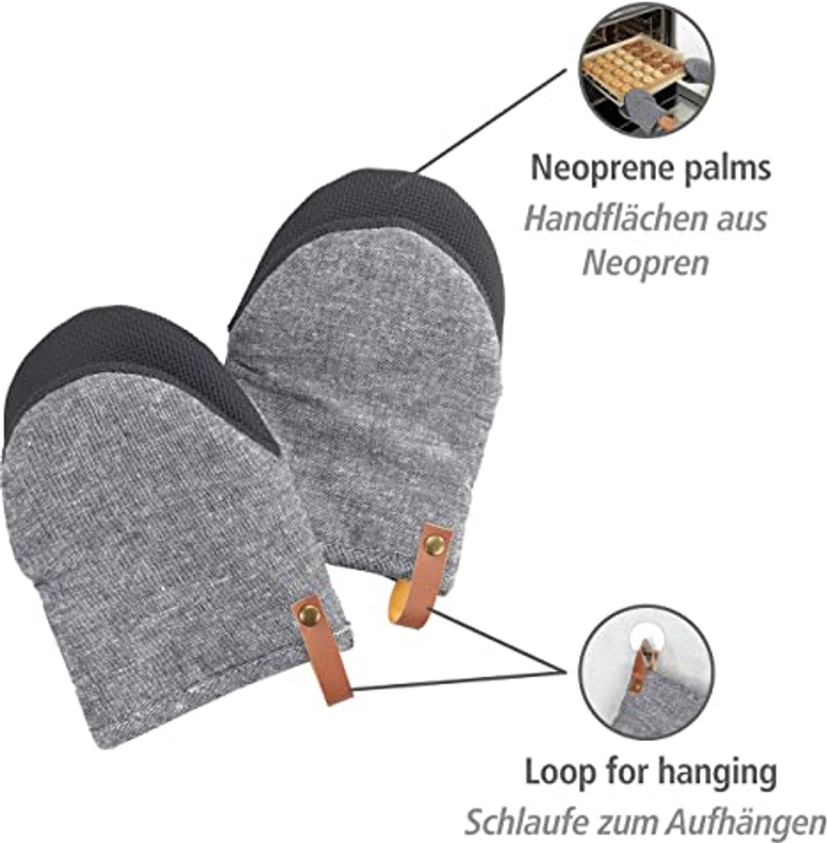 Mini Ovenhandschoenen met Neopreen Handpalmen - Ideaal voor Bakken en Koken, Wasbaar en Ruimtebesparend