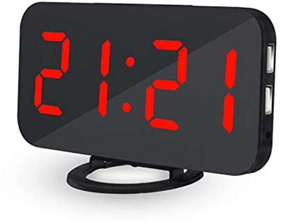 Digitaluhr Großer elektrischer LED-Wecker mit Spiegel oberfläche für Make-up mit