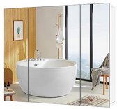 LIFEZEAL Badkamerkast met spiegel, 90 x 11 x 65 cm, wandkast met 3 deuren en 3 verstelbare planken, organizer voor badkamer, woonkamer, slaapkamer
