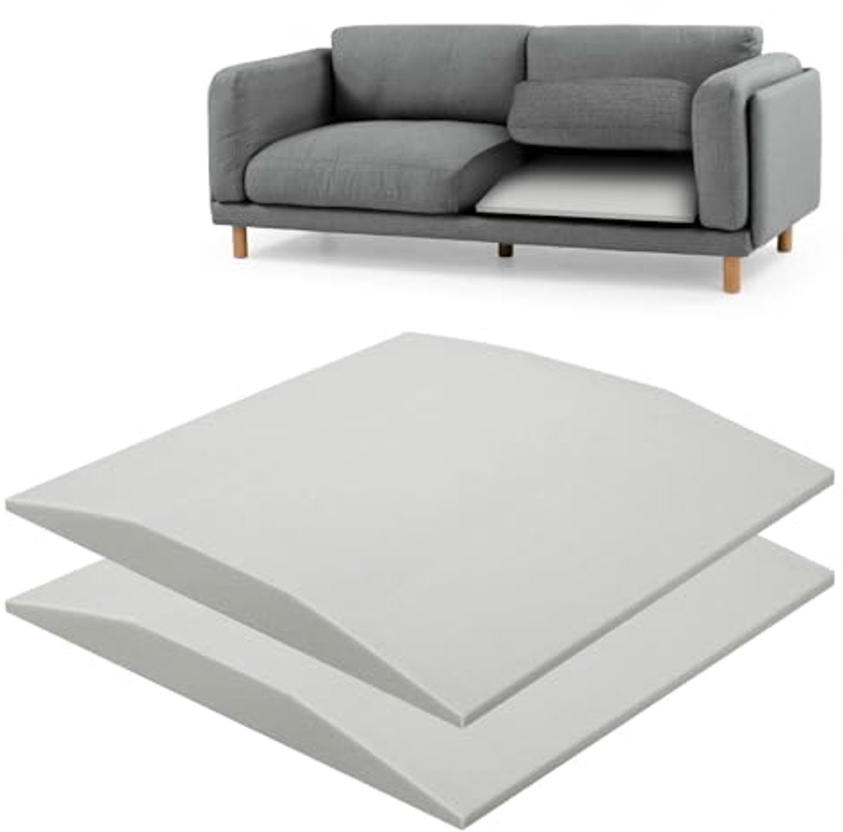 Bankbeschermer en sponsbanksteunkussen voor sofa-reparaties, 50 x 50 x 5 cm, hoge dichtheid, doorhang-reparatievervanging op maat, 2 stuks