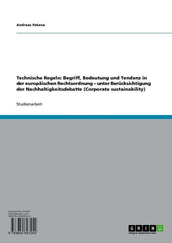 Technische Regeln: Begriff, Bedeutung und Tendenz in der eur ... - cover