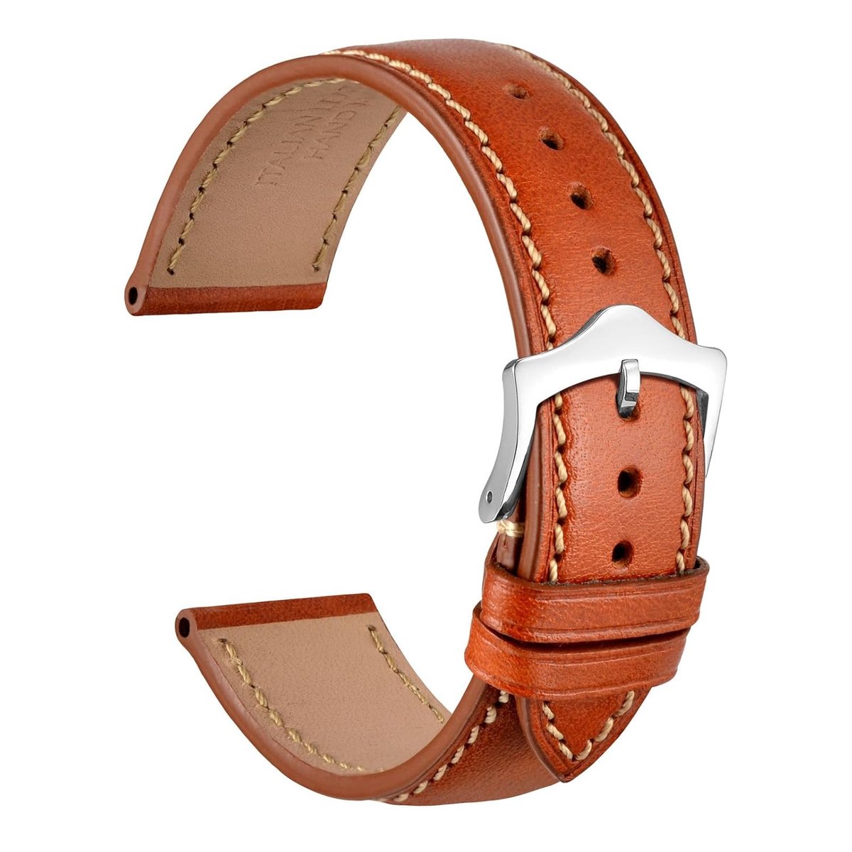 TRANKIELO® - Luxe rundleer horlogeband - Verstelbaar, handgemaakt, geschikt voor 18mm, 20mm, 22mm horloges