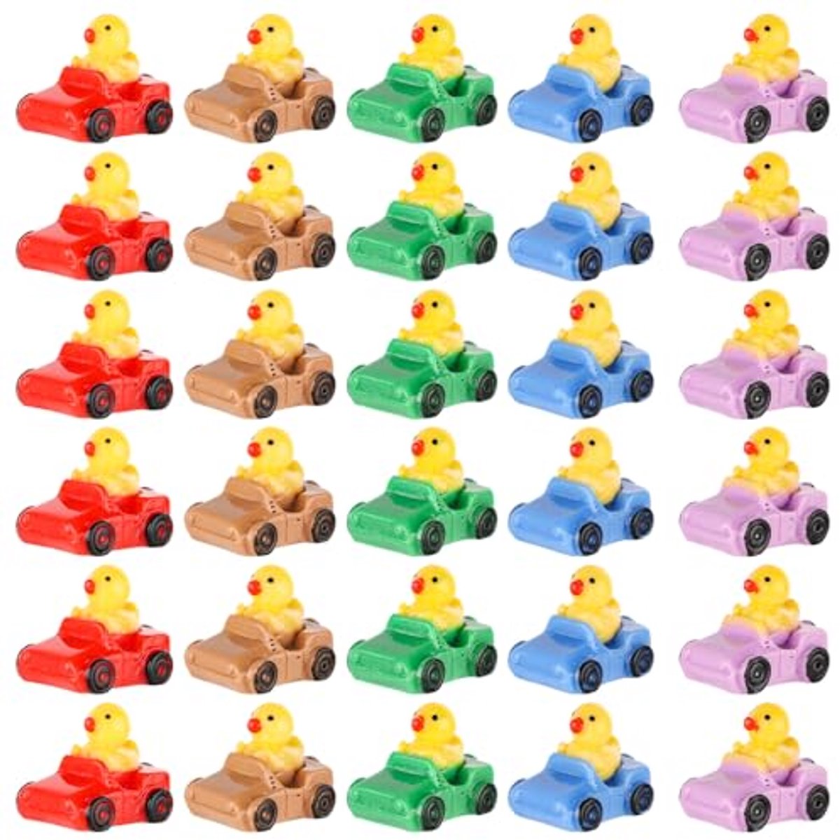 Image of 30st Mini Auto Eendenset, Hars Eend in een Auto Grappige Hars Eenden Micro Landschap Eend Mini Eenden Auto Dashboarddecoratie voor Thuis Auto Kantoor Decor(Gemengde Kleuren)