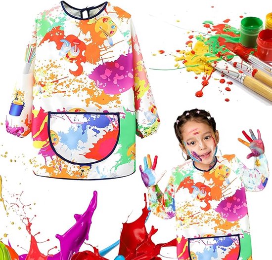 Tabliers de dessin pour enfants de 6 à 12 ans - T-shirts de dessin pour enfants - Tabliers de dessin - Parfaits pour la peinture, l'artisanat, l'argile, la cuisine, etc., conception de poignets élastiques, tissu imperméable