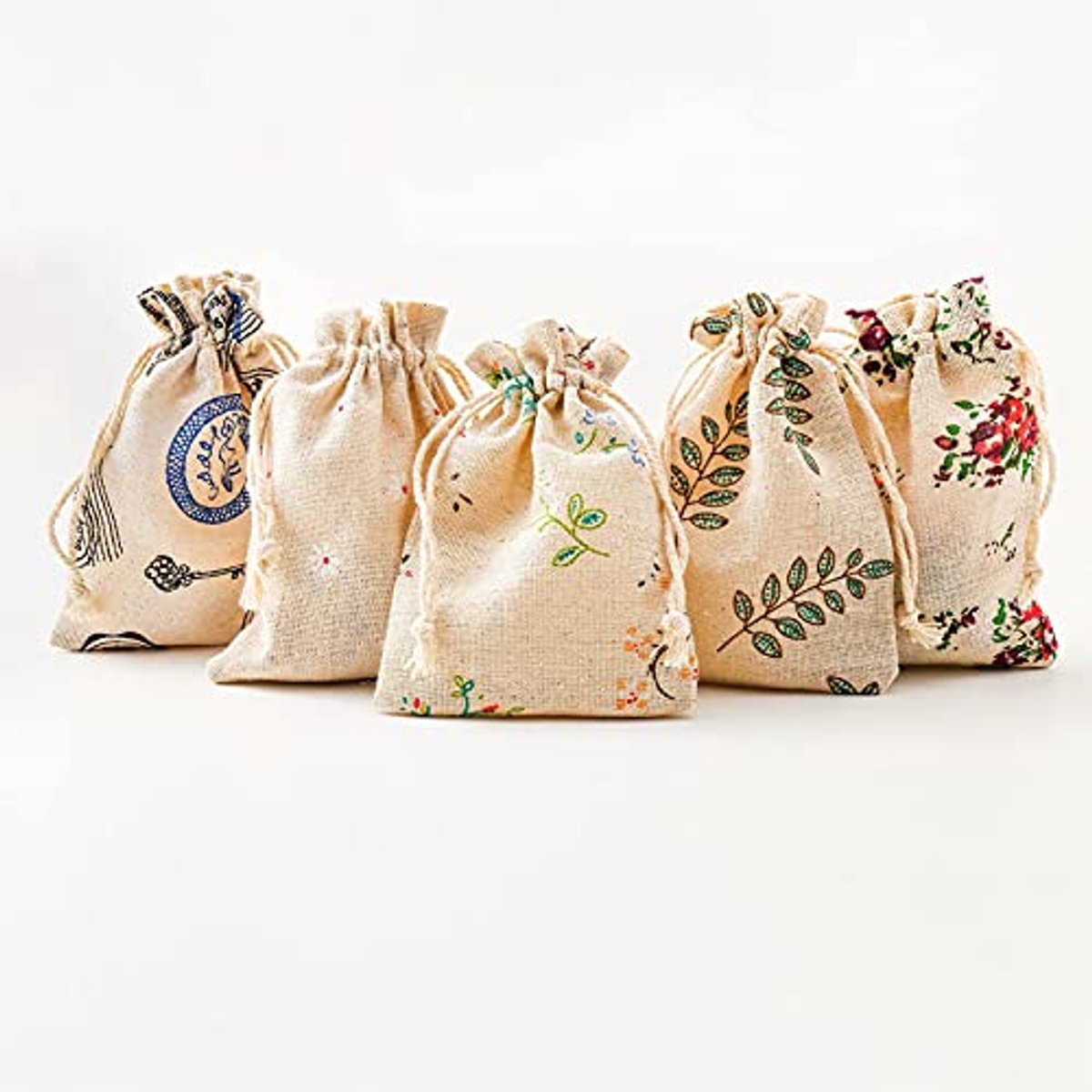 Pack of 25 Small Drawstring Bags Cotton Bags Gift Bags for Wedding Party (A)