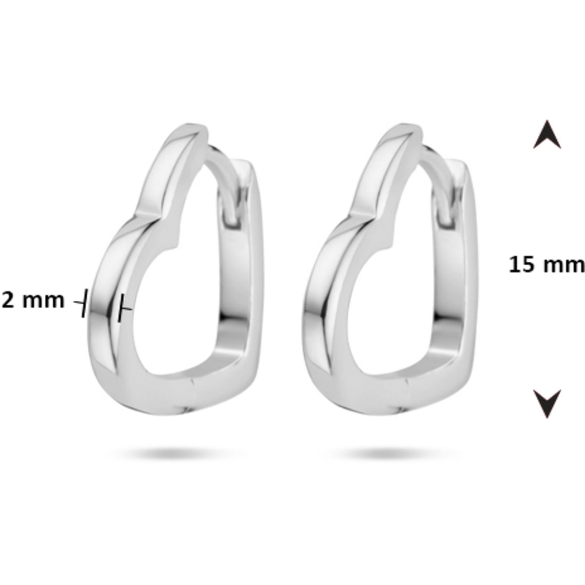 Klapoorringen hartjes 2 mm