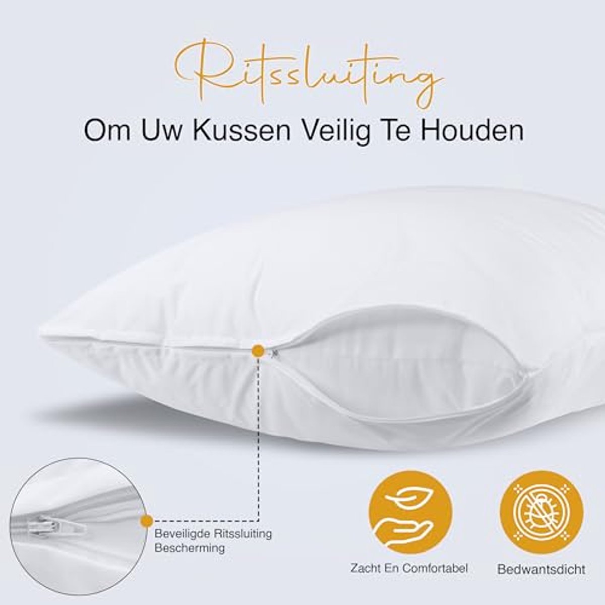 Waterdichte Kussenbeschermers 40x40 cm (Set van 2) met Rits