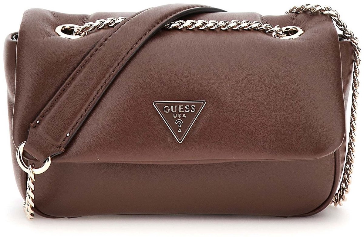 GUESS schoudertas Sunetra Mini Convertible Crossbody Flap Espresso donkerbruin