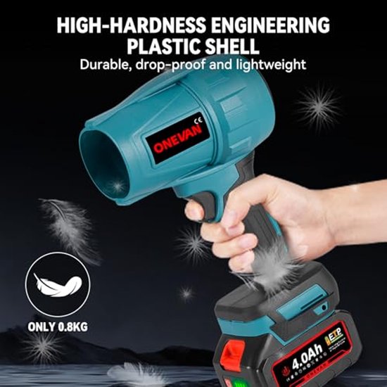 Turbo Fan Accu-bladblazer, 800 W, 35.000 omw/min, draagbare blazer met