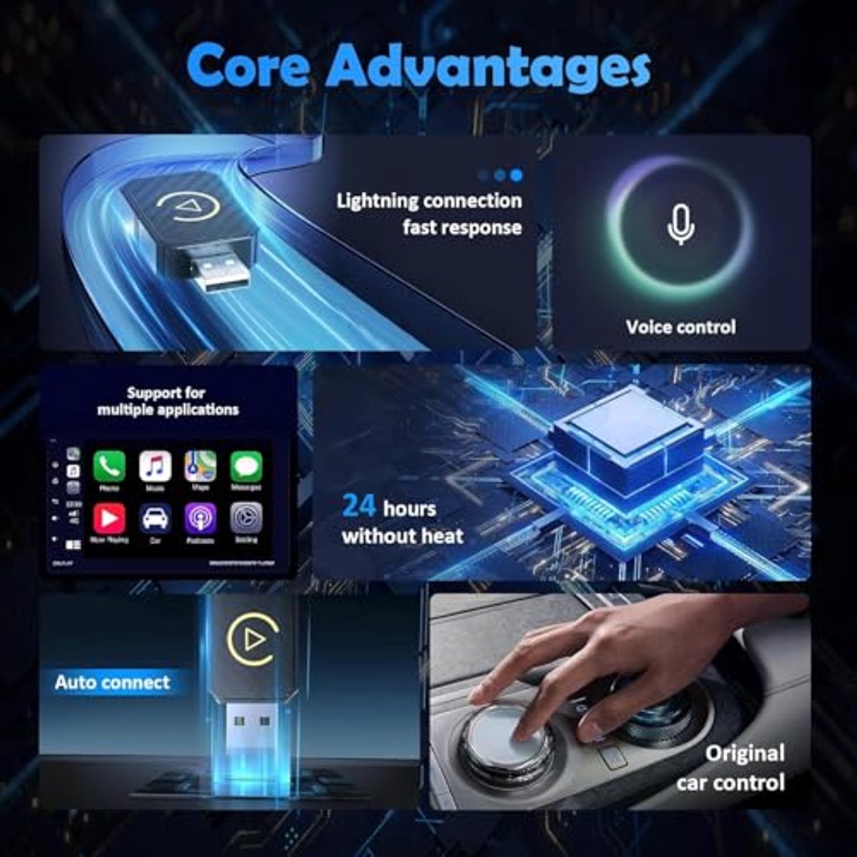 Draadloze Car-Play Adapter voor Smartphones – Compatibel met 2016+ Auto's, Snelle Auto-Connect, Dual-Core 5G Chip